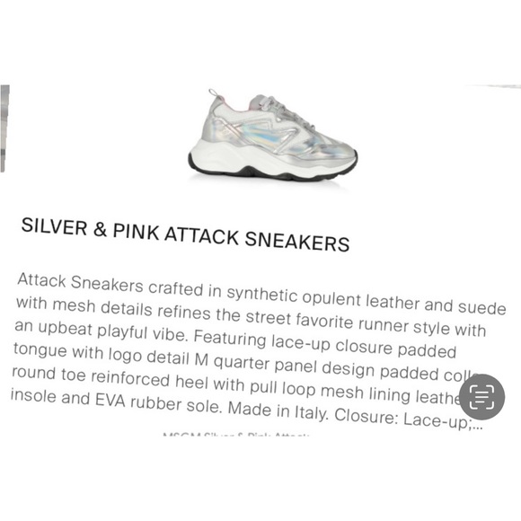 MSGM Sneakers Scarpa Donna Attack silver Pink iridescent SZ 7.5 Worn 2X - Picture 2 of 16